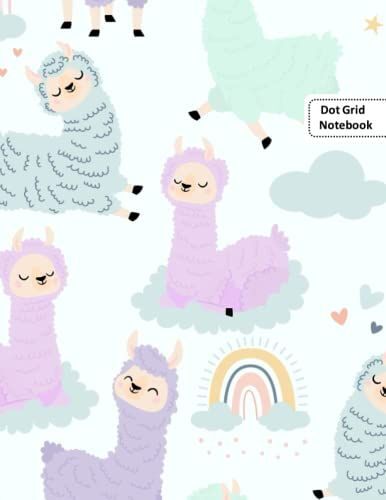 Dot Grid Notebook Large 8.5 X 11 Inches: Dot Grid Notebook Blue Cute Llama Animal Gift For Girl