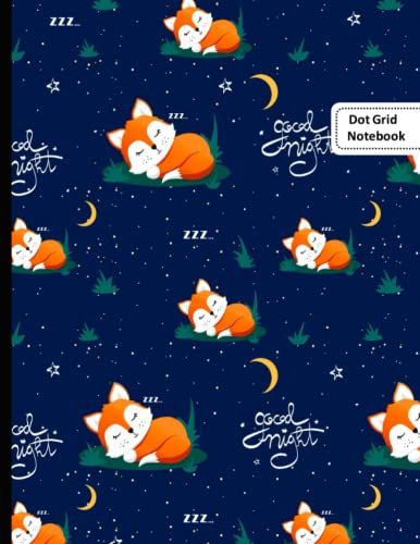 Dot Grid Notebook Large 8.5 X 11 Inches 100 Pages: Dot Grid Notebook Blue Cute Sleep Fox