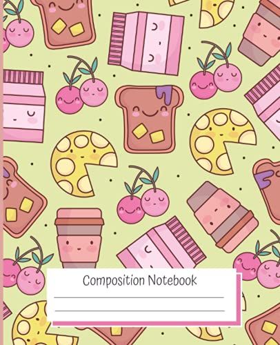 Kawaii Composition Notebook: Wide Ruled, Blank Lined Paperback Notebook, Composition Notebook For Kids