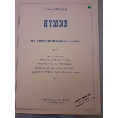 Hymne - N° 1 Des Six Petites Pièces De Style Pour Basson Ou Tuba Ou Trombone Ut Et Piano
