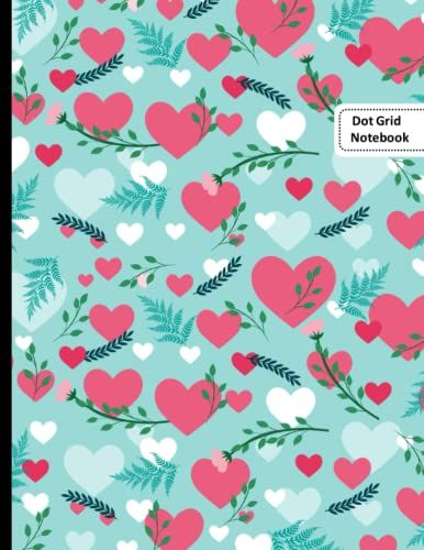 Dot Grid Notebook Large 8.5 X 11 Inches: Love Heart Valentine's Day Dot Grid Notebook Blue