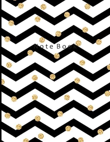 Notebook: Polka Dot Pattern Notebook Black Gold Unlined/Plain Blank Pages 120 Pages Modern Gift For Women