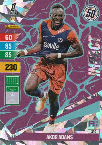 Carte Foot Panini Adrenalyn Xl - N° 340 - Foot 2024 / 2025 - Akor Adams - Impact - Montpellier