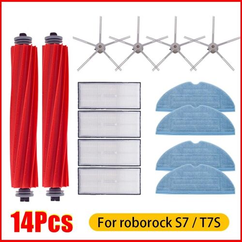 Xiaomi Roborock S7 S70 S75 S7Max s7MaxV T7S Plus brosse latérale principale Kit de nettoyage avec filtre HEPA accessoires pour aspirateur robot 14pcs