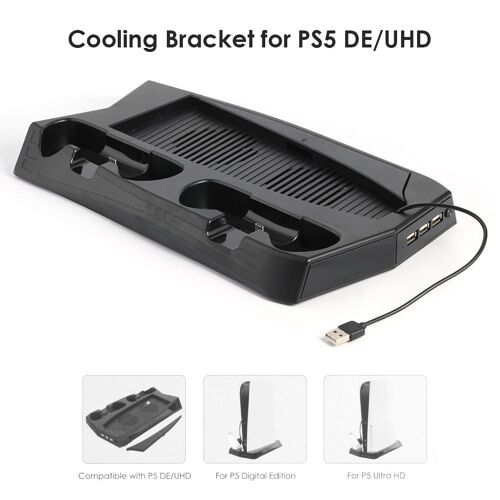 Pour Ps5 Support Vertical Avec Ventilateur De Refroidissement Double Contrôleur Chargeur Console Station De Recharge Ventilateur Refroidisseur Pour Sony Ps 5
