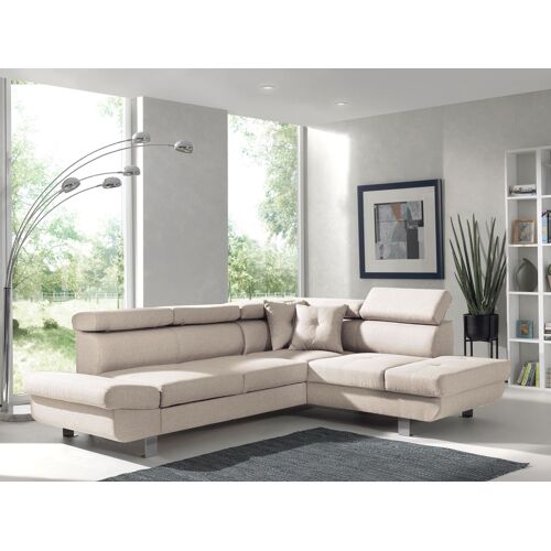 Lisbona - Canapé d'angle droit convertible - L 252 x P 190cm Couleur - Beige