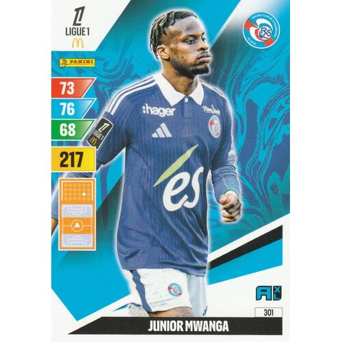 Carte Foot Panini Adrenalyn Xl - N° 301 - Foot 2024 / 2025 - Junior Mwanga - Strasbourg