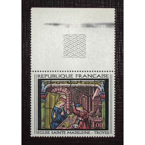 France N° 1531 Neuf Sans Charnière Avec Bord De Feuille De 1967 - 1f « Vitrail De LÉglise Sainte-Madeleine De Troyes »