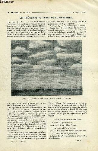 La Nature N° 2574 - Les Prévisions Du Temps De La Tour Eiffel Par Ph. Schereschewsky, Les Gemmes De Madagascar Par Jacques Boyer, Le Vol A Voile Par Vent Descendant Par H. Liurette, Le Chronométrage(...)