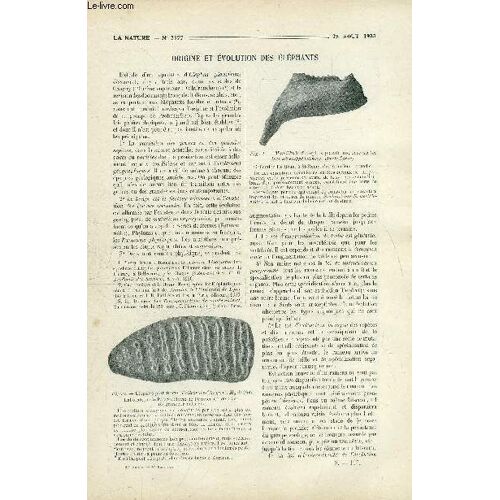 La Nature N° 2577 - Origine Et Évolution Des Éléphants Par Charles Dépéret Et Lucien Mayet, Un Nouveau Haut Parleur Amplificateur : Le Frenophone Par H.M., L Industrie Du Graphite Par Paul Nicolardot(...)