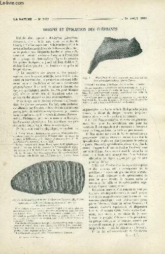 La Nature N° 2577 - Origine Et Évolution Des Éléphants Par Charles Dépéret Et Lucien Mayet, Un Nouveau Haut Parleur Amplificateur : Le Frenophone Par H.M., L Industrie Du Graphite Par Paul Nicolardot(...)