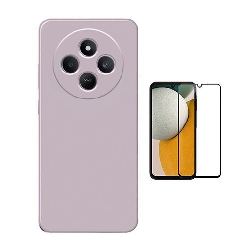 Kit De Film En Verre Trempé À Couverture Complète 5d + Couverture En Silicone Liquide Phonecare Pour Xiaomi Redmi 14c - Violet