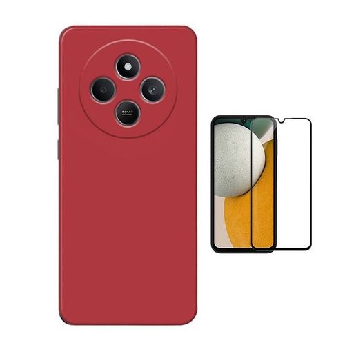 Kit De Film En Verre Trempé À Couverture Complète 5d + Couverture En Silicone Liquide Phonecare Pour Xiaomi Redmi 14c - Rouge