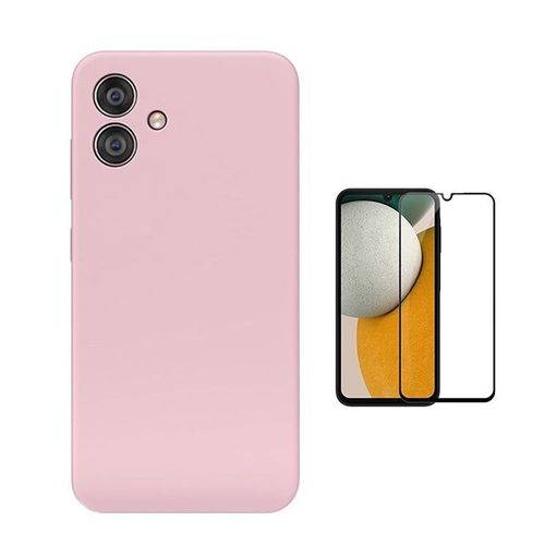 Kit De Film En Verre Trempé À Couverture Complète 5d + Couverture En Silicone Liquide Phonecare Pour Samsung Galaxy A06 - Rose