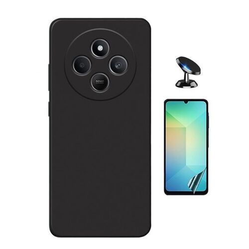 Kit De Film Hydrogel À Couverture Complète Avant + Couverture En Silicone Liquide + Support Magnétique Phonecare Pour Xiaomi Redmi 14C - Noir