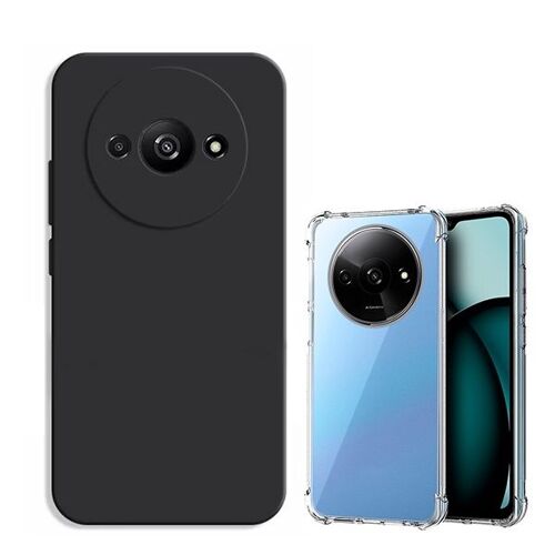 Kit Coque En Silicone Liquide + Anti-Choc Superprotect Phonecare Pour Xiaomi Redmi A3 - Noir / Transparent