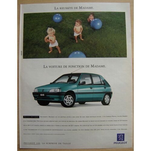 Publicité Papier - Voiture Peugeot 106 De 1992