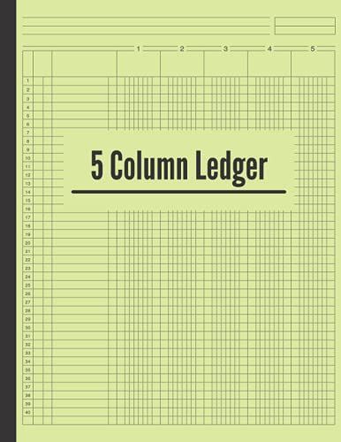 5 Column Ledger Book: 5 Column Log Book, Bookkeeping Ledger For Small Business (Account Ledger Blank Book), Columnar Pad 5 Columns.