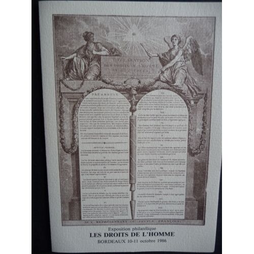 Exposition Philathélique "Les Droits De L'homme" Bordeaux  10/10/1986