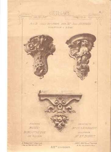 Matériaux Et Documents D'architecture Et De Sculpture 211  Culs-De-Lampe Planche Raguenet Documents 