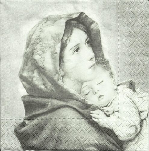 Lot De 2 Serviettes Déco Papier: Marie Et L'enfant Jésus