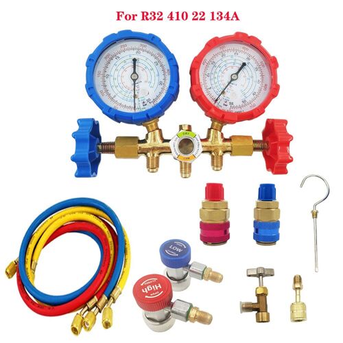 Lot De 2 Manomètres Pour Climatiseur Et Réfrigération - Compatible R410A, R134A, R22, R404A - Neuf Sous Emballage
