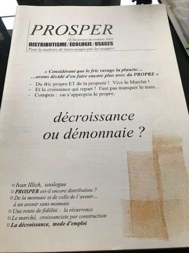 Prosper Distributisme Ecologie Usages 11 Surprises De Rentrée 2003