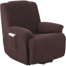 Housses De Fauteuils 1 Places Jacquard Housse De Canapé Extensible Housse Pour Canapé Relax (Chocolat)