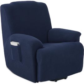 Housses De Fauteuils 1 Places Jacquard Housse De Canapé Extensible Housse Pour Canapé Relax (Bleu Foncé)