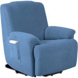 Housses De Fauteuils 1 Places Jacquard Housse De Canapé Extensible Housse Pour Canapé Relax (Bleu Denim)