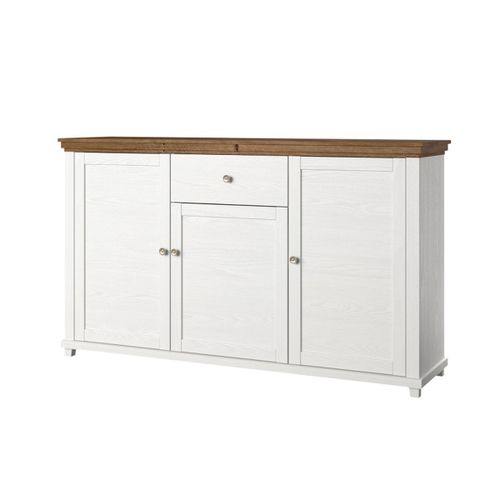 Buffet 3 Portes 1 Tiroir Stratifiés Beige Et Blanc