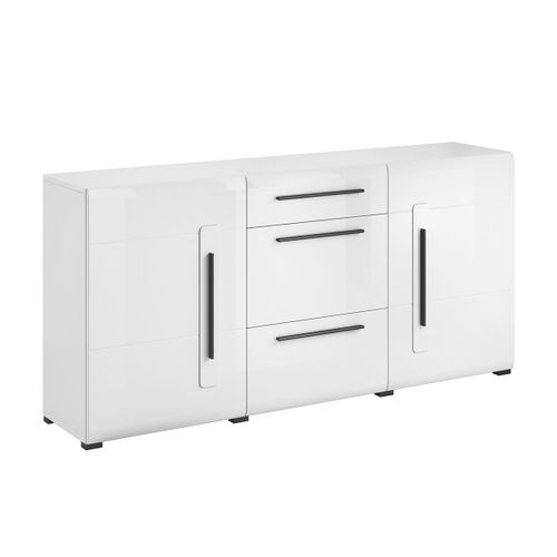 Buffet 2 Portes 3 Tiroirs Stratifiés Blanc