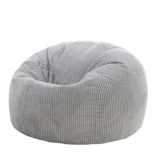 Pouf velours côtelé gris