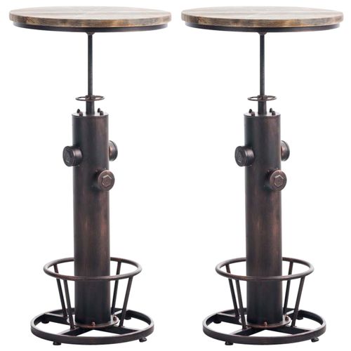 Lot 2 Tables Hautes Réglable En Métal Bronze