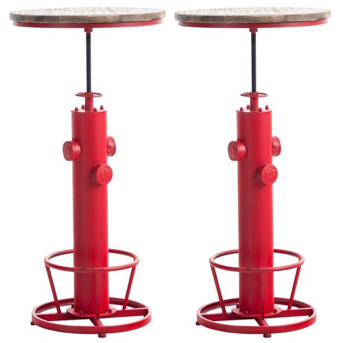 Lot 2 Tables Hautes Réglable En Métal Rouge