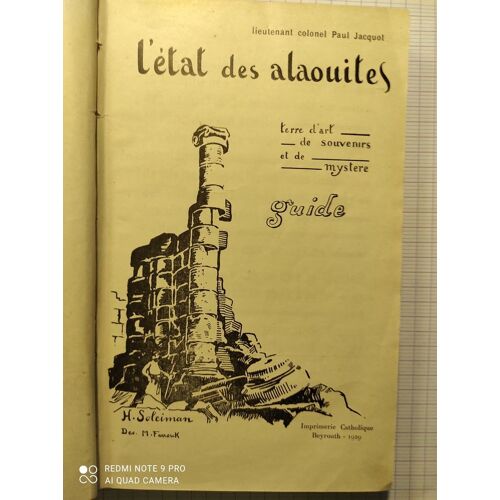 L'etat Des Alaouites-Guide-Lt Cl Paul Jacquot-Imp.Catholique Beyrouth 1929