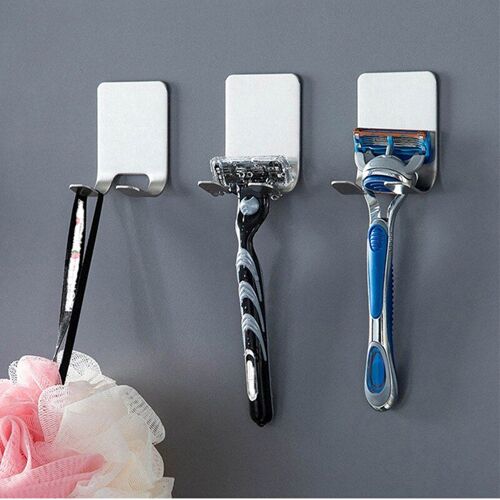 Crochet de support mural en acier inoxydable, pour rasoir, pour salle de bain, étanche, sans perforation