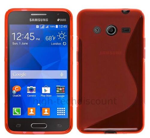 Housse etui coque pochette silicone gel fine pour Samsung G355H Galaxy Core 2 + film ecran - ROUGE