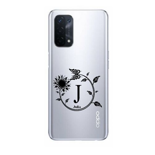 Coque Oppo A94 5G avec votre prénom 11 fleur noir