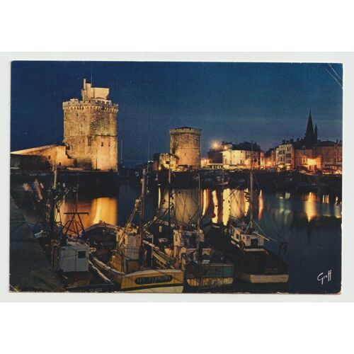 Carte Postale En Aunis, La Rochelle, Charente-Maritime, Le Port Illuminé, La Tour Saint-Nicolas, La Tour De La Chaine Et La Tour Des Quatre-Sergents, 1979