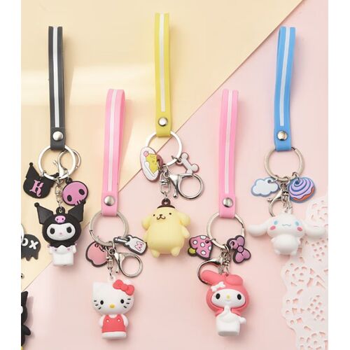 Porte-clés Enfant,5 Pcs Dessin animé Porte-clés,Cinnamoroll Keychain,Kuromi Keychain,My Melody Keychain,Pendentif Porte-clés,Personnage Dessin Animé Porte-clés,Créatif Adorable Kawaii Porte-clés