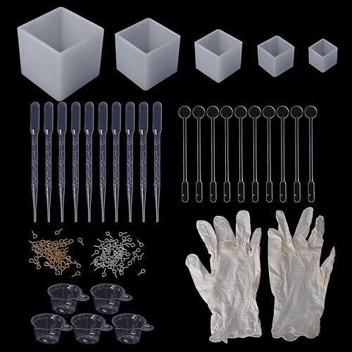 Kit De Moules En Résine De Silicone Square Cube Moules De Coulée Époxy Pour Bijoux En Résine