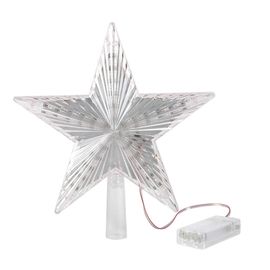 Étoile de Noël de 20 cm avec guirlande lumineuse LED colorée, à piles, en plastique, pour décorer votre sapin pendant les fêtes de Noël.
