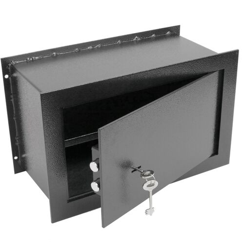 Coffre-fort mural de sécurité en retrait en acier à clé 40x20x25cm noir