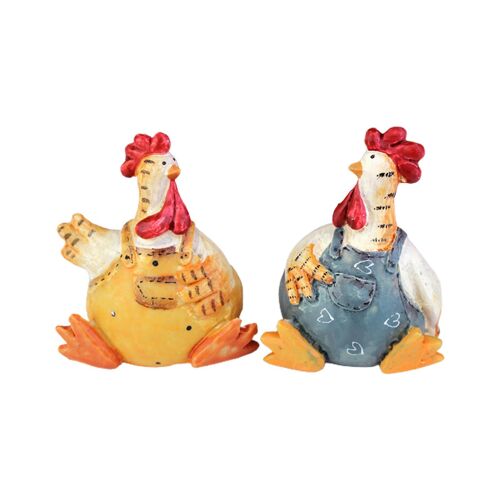 Funny Cute Chicken Couple Garden Rooster Hens Figurines Ornament Miniature Animal Sculpture Resin Crafts Statue Home Decoration
