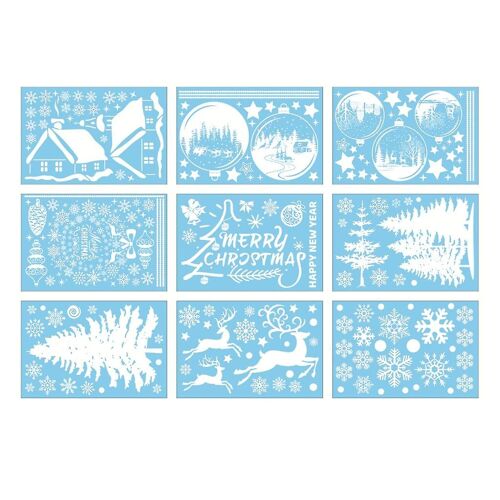 Christmas Glass Window Stickers 9 Sheets Decorative Wallpaper Ornament
