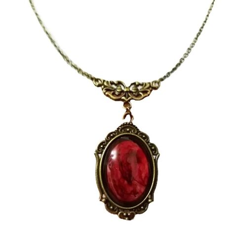 Collier Charme Gothique Rouge Sang Quartz Collier Classique Ovale Pendentif Cristal