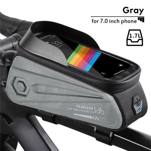 252 Gris 7.0 - Sac De Vélo De Route Étanche Pour Écran , Sacoche Pour Téléphone, Cadre Avant, Vtt