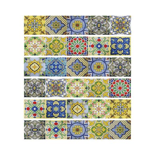 6pcs Mixed Flower Tile Floor Stair Sticker Imperméable Mural Decals Art Wallpaper