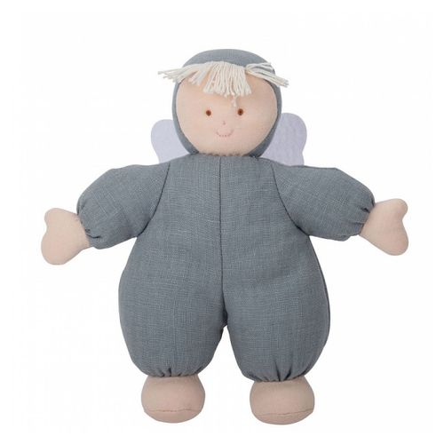 Ange Doudou Avec Hochet 20cm Lin Bleu Gris